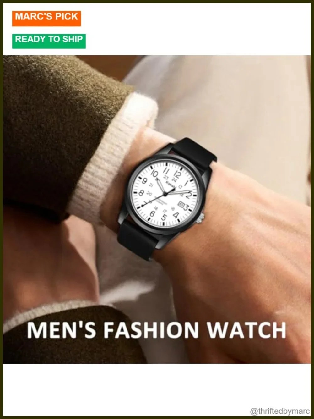 Unisex Military Sport Analog Quartz Watch with Silicone Strap, 24 Hour Time,
